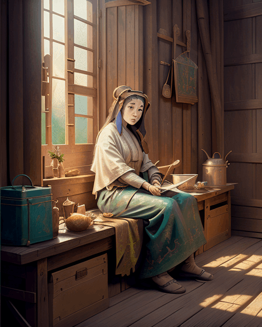 Woman Sitting in the Stable Art - Serene Tranquility