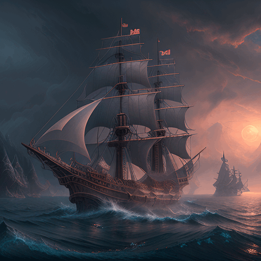 Ship of War in the Ocean Artwork 