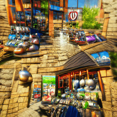 Accent shops near the river - Exterior view