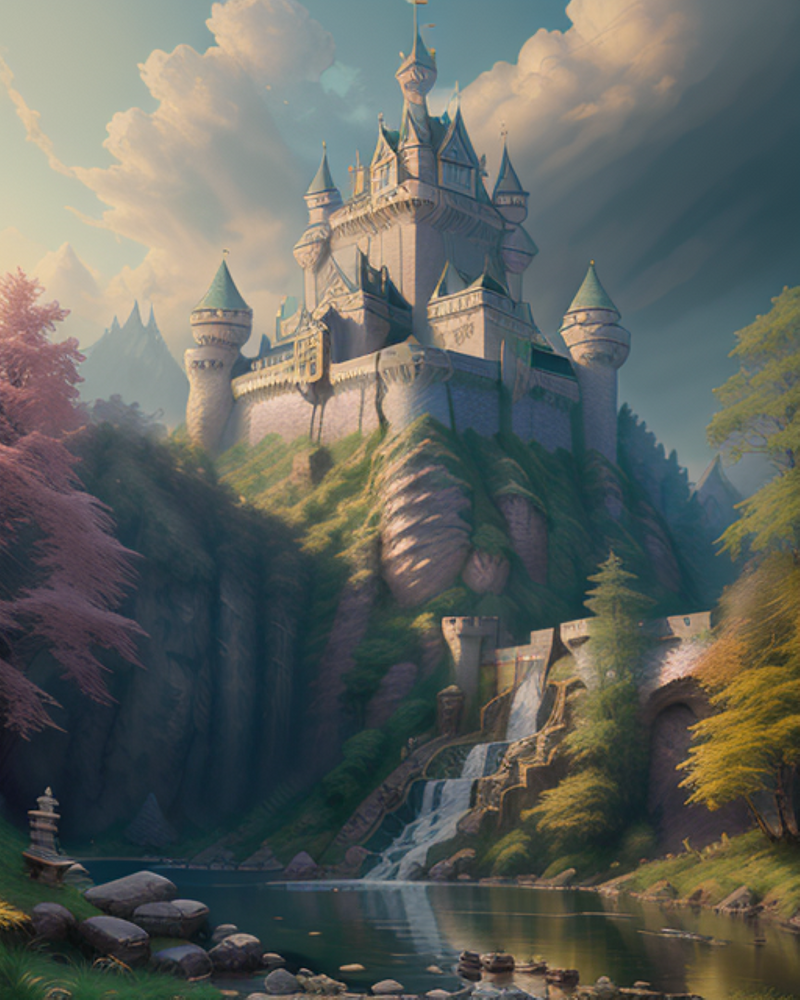 Castle and the waterfall