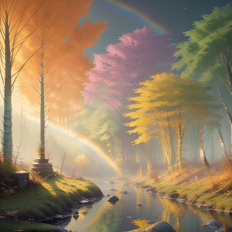 Sunlight rainbow forest