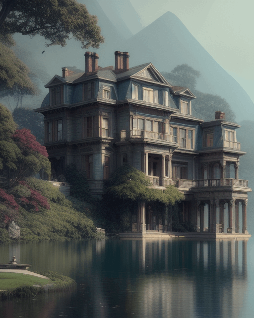 Mansion and the Lake Art