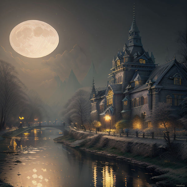 Moonlit night at the canal