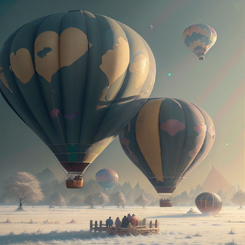 Air balloon in the winter